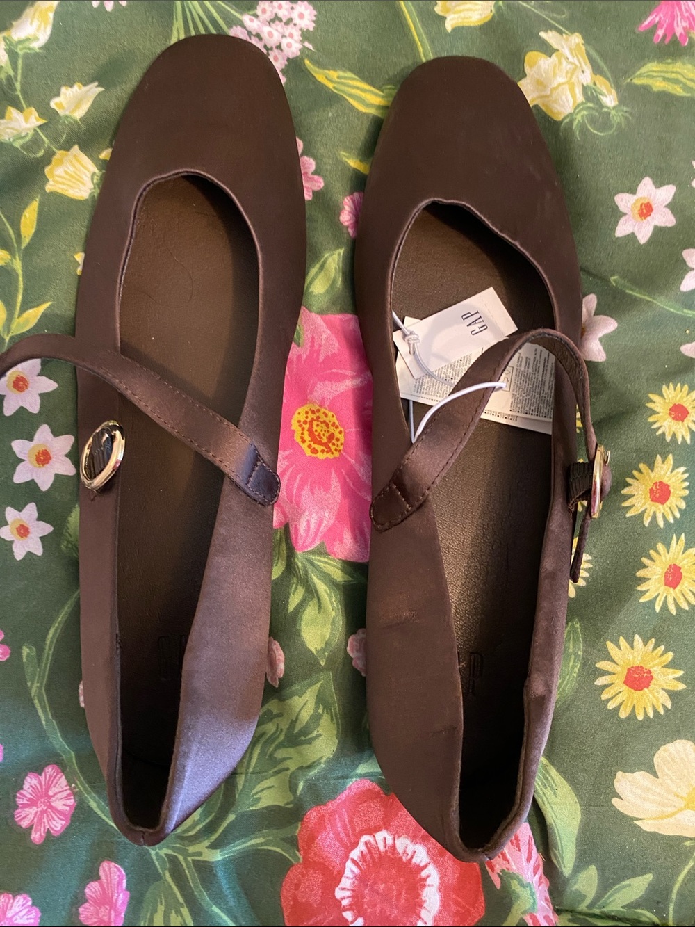 GAP Brown Mary Jane Flats with Buckle Strap